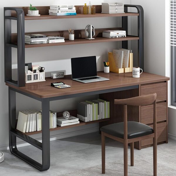 Desk,Simple and Modern Computer Desk/Workstation – Home Desk with Bookshelf and 3 Drawers, PC Study Table, Student Study Table