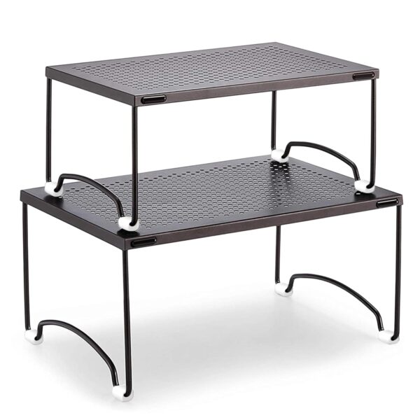 AMAZIO Kitchen Dish Rack Storage Shelves -13" x 9" Multipurpose Organizer Storage Stand for Cabinets, Kitchen Shelf Dish Rack Organizer, Cabinets,Pantry,Countertops Dishes,Bowls,Mugs (Packof2)