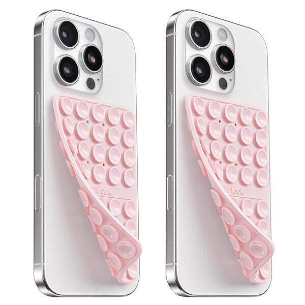 2PCS Silicone Suction Cup Phone Case Mount Double Sided, Silicon Sticky Phone Grip with Higher Suction Power for Cell Phone, Hands-Free Phone Accessories Holder for Selfies and Videos, Light Pink