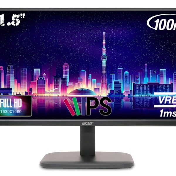 Acer EK220Q Ebi 21.5 Inch IPS Full HD (1920x1080) Backlit LED LCD Monitor I 1 MS VRB, 100Hz Refresh I 250 Nits I 99% SRGB I HDMI & VGA Ports with HDMI Cable I AMD Free Sync I Eye Care Features (Black)