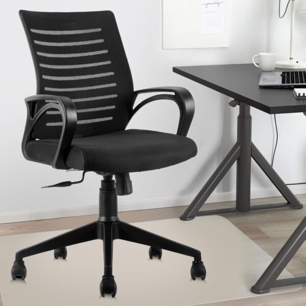 ASTRIDE Ace Mid Back Office Chair for Work from Home/Study Chair Height Adjustable Revolving Chair with Tilt Lock [Heavy Duty Nylon Base, Black]