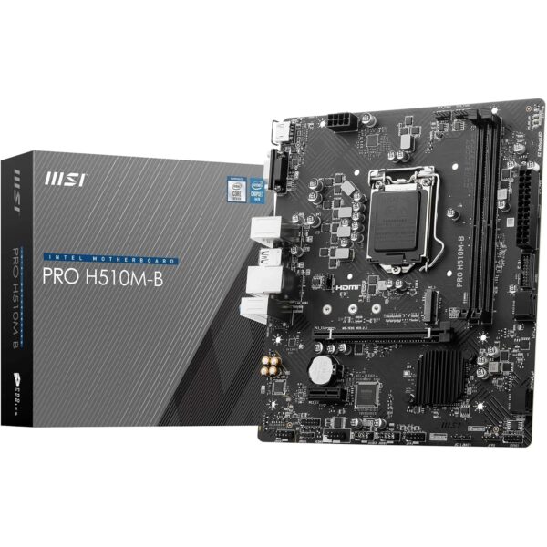 MSI PRO H510M-B Motherboard, Micro-ATX - Supports Intel Core 10th Gen Processors, LGA 1200-2 x DIMMs, 1 x PCIe 3.0 x16, USB 3.2 Gen1, 1G LAN, HDMI 1.4