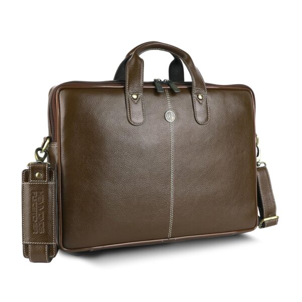 HAMMONDS FLYCATCHER Genuine Leather Office Bag for Men - 15.6 Inch Laptop Bag for Men for Professionals, Business Travelers - Adjustable Straps & Multiple Compartments - 1 Year Warranty - Brushwood