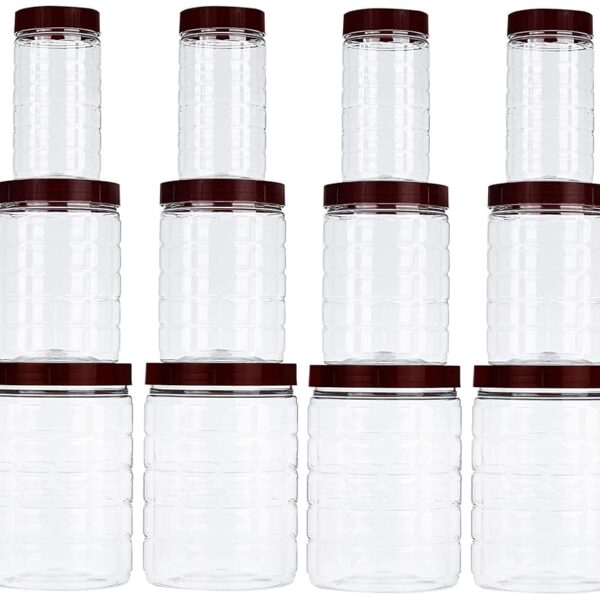 Amazon Brand - Solimo Plastic Storage container Set with sliding mouth (Set of 3, 1100 ml)