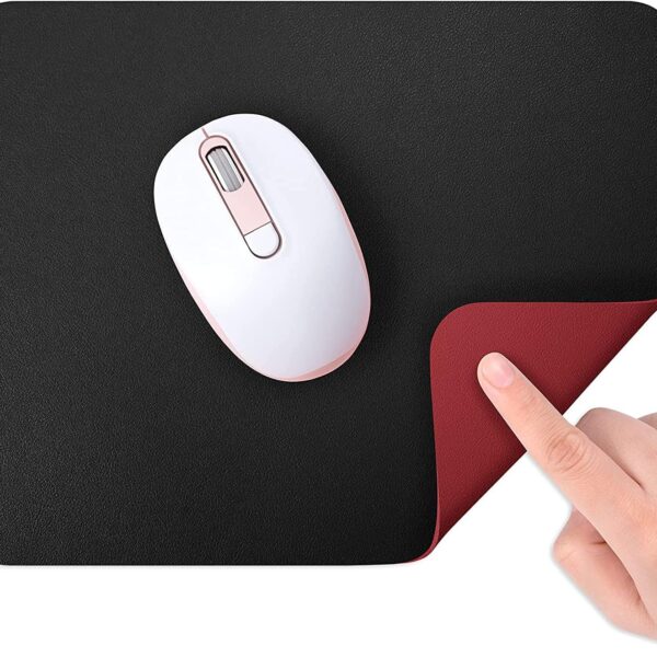 Dyazo Vegan PU Leather Mouse Pad Reversible, Anti-Slip Waterproof Mouse Mat for Office Home Gaming Laptop Men Women Kid,Black & Red Size Small 9.8 X 8.5 Inch