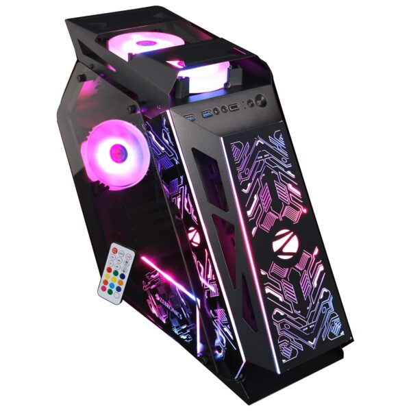 ZEBRONICS Valhalla NEO Premium Gaming Cabinet/Case, Mini-Tower, Supports mATX | ITX, AIO Upto 240mm, 3 Built-in Inner Glow ARGB Fans, Tempered Glass, USB 3.0, ARGB Controller with Remote