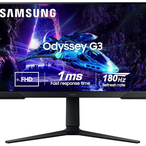 Samsung Odyssey G3 Gaming Monitor 68.5 cm (27"), FHD 1920 X 1080, 180 Hz, 1ms(MPRT), AMD Freesync, DP, HDMI, Height Adjustable Stand, Tilt, Pivot, Bezel-Less, Eye-Saver (LS27DG300EWXXL, Black)