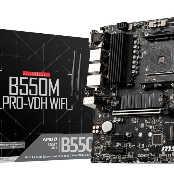 MSI B550M Pro-Vdh WiFi Ddr4, M.2, USB 3.2 Gen 1, Front Type-C, Wi-Fi, Hdmi, Micro ATX Gaming Motherboard AMD Ryzen 5000 Series Desktop Processors