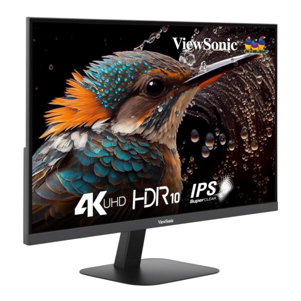 ViewSonic (USA Brand) - VA2708-4K-MHD, 27-inch (68.58cm) 4K UHD Monitor, SuperClear® IPS, HDR10, sRGB 104%, 1.07B Colors, Dual Speakers, Dual HDMI 2.0, DP, Eye ProTech+, 3-Sided Frameless, Slim Design