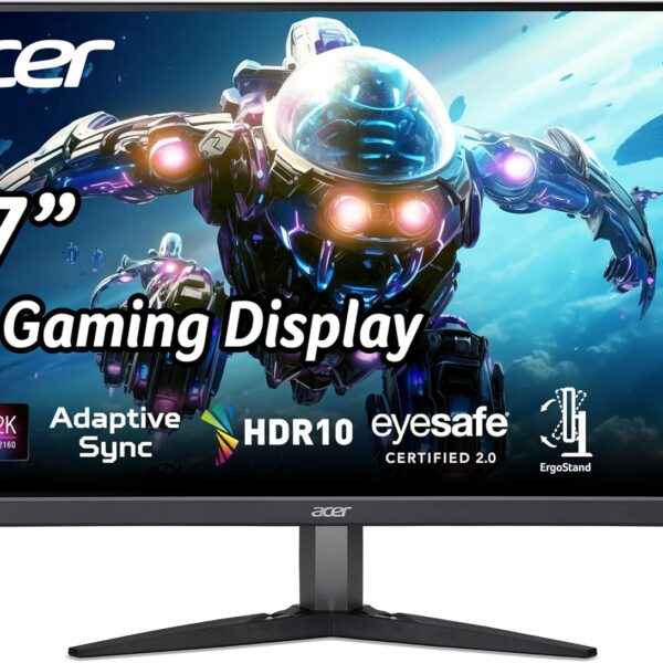 acer Nitro 27 Inch UHD 3840 x 2160 IPS PC Gaming Monitor | Adaptive-Sync Support (FreeSync Compatible) | 4ms (G to G) | HDR10 Support | 99% sRGB | One Display Port 1.2 & Two HDMI 2.0 | KG272K Lbmiipx