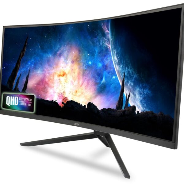 Acer ED343CUR 34 Inch UWQHD (3440x1440) Pixels VA Panel 1000R Curved Backlight LED Monitor I 1 MS, 180Hz Refresh I Delta E