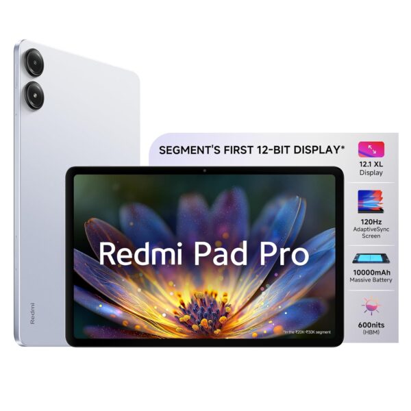 Redmi Pad Pro| Snapdragon 7s Gen 2| 30.7cm(12.1") Tablet| 33+ Days Standby|10000mAh| HyperOS| 120Hz|6GB, 128GB| Quad Speakers|Wi-Fi 6| Mist Blue