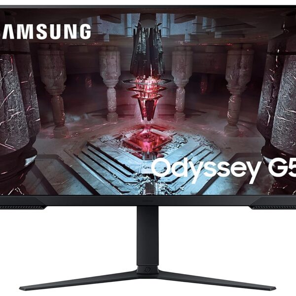 Samsung Odyssey G5 Gaming Monitor 80 cm (32") QHD 2560 X 1440, 165 Hz, 1ms(MPRT), HDR10, AMD Freesync, DP, HDMI, Height Adjustable Stand, Tilt, Pivot, Bezel Less, Eye-Saver, LS32CG510EWXXL, Black