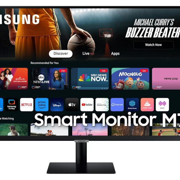 Samsung 32-Inch(80cm) M7 UHD 4K Smart Monitor, 3840 x 2160, 60 Hz, OTT Apps, IoT Hub, Office 365, Workout Tracker, Multiple Ports, Speakers, Remote, Wi-Fi, Bluetooth (LS32DM700UWXXL, Black)