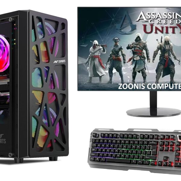 Zoonis I5 Extreme Gaming PC Full Setup, 4th Gen Core i5-4670, 16GB RAM, 512GB SSD, Windows 10, 4GB GT 730 Graphics, 22-inch Monitor, Gaming Keyboard, Gaming Cabinet, WiFi,