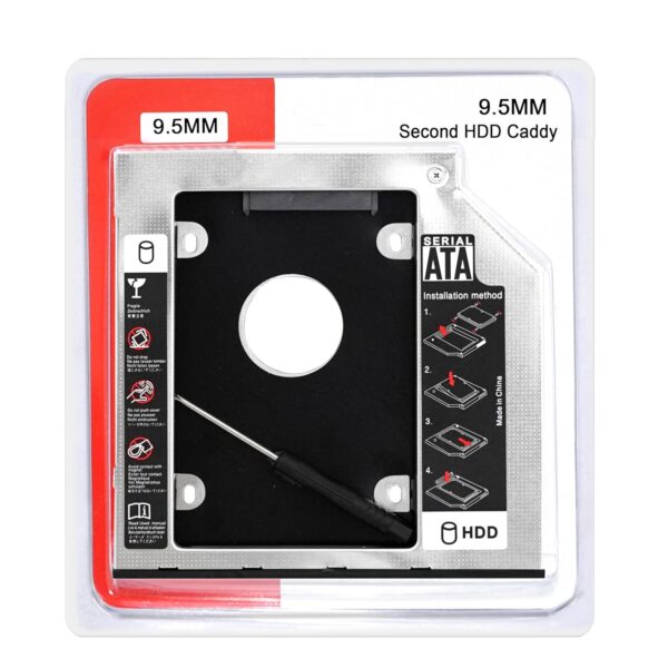 DAHSHA Optical Bay 2nd Hard Drive Caddy, Universal for 9.5mm CD/DVD Drive Slot (for SSD and HDD)