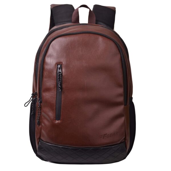 F Gear BiFrost Brown 27L, Unisex Premium Art Leather Formal Business Office Travel Stylish Executive Laptop Backpack|Fits upto 17" Laptop Padded Sleeve |Water Resistant|Made In India|1 year warranty