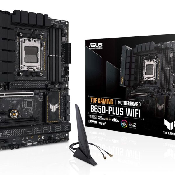 ASUS TUF GAMING B650-PLUS WIFI AMD B650 AM5 Ryzen™ Desktop 9000 8000 and 7000 ATX motherboard, 14 power stages, PCIe® 5.0 M.2 , DDR5 memory, WiFi 6 and 2.5 Gb Ethernet, USB4® support Aura Sync