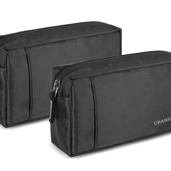 Cranique Polyester Travel Organizer Gadget Case | Electronic Accessories Storage Pouch for Power Adapters, Power Bank, Cables, Dongle, Pen Drives, Laptop Charger Pouch Pack of 2 (QP1-BLACK-2Q)