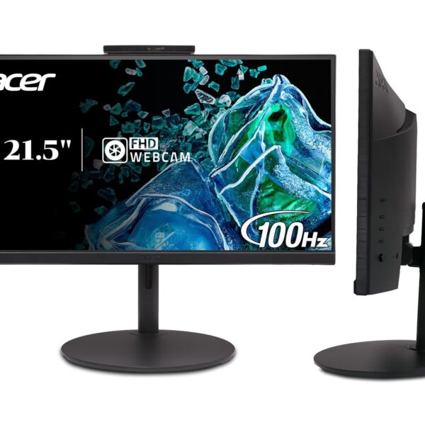 Acer B227Q D4 21.5 Inch IPS Full HD Backlit LED LCD Monitor I Full HD Adjustable Webcam, MIC Support I 100Hz I Tilt, Swivel, Pivot and Height Adjust I HDMI, VGA & USB 2.0 I Eye Care I Stereo Speakers