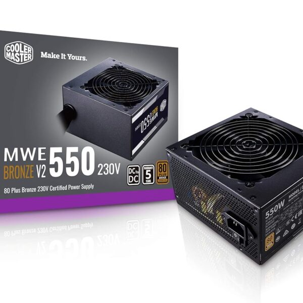 Cooler Master MWE 550 Bronze V2 Power Supply - Non-Modular | 80 Plus Bronze Certified | 120mm HDB Fan | DC-to-DC Circuit Design | ATX 2.52 Version | 550 Watt