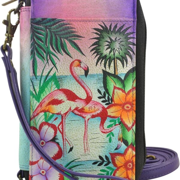 Anna by Anuschka Women's Hand-Painted Genuine Leather Smartphone Case & Wallet - Tropical Flamingos
