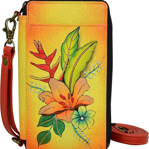 Anna by Anuschka Women's Hand-Painted Genuine Leather Smartphone Case & Wallet - Tropical Bouquet Yellow