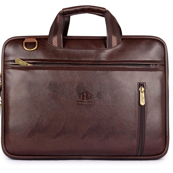 THE CLOWNFISH Laptop Bag up to 15.6 inch for Women and Men Water Resistant Synthetic Leather Briefcase Office Bag Messenger Sling Shoulder Bag Business Briefcase Bags (Brown) Elegant Series